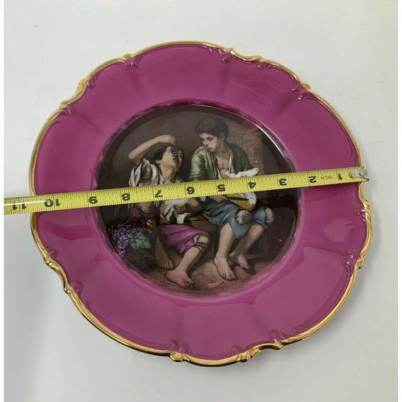 BOYS EATING GRAPES Bavaria Waldershof Germany Handarbeit 22K Gold - Picture 4 of 7